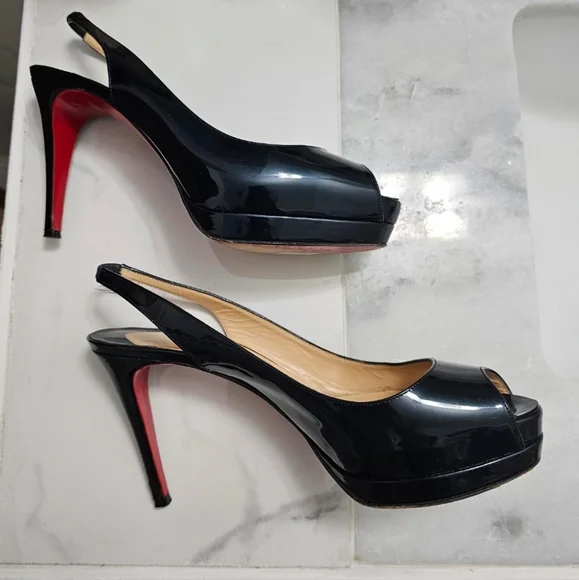 Christian Louboutin Black Slingback Heels - Picture 5 of 15